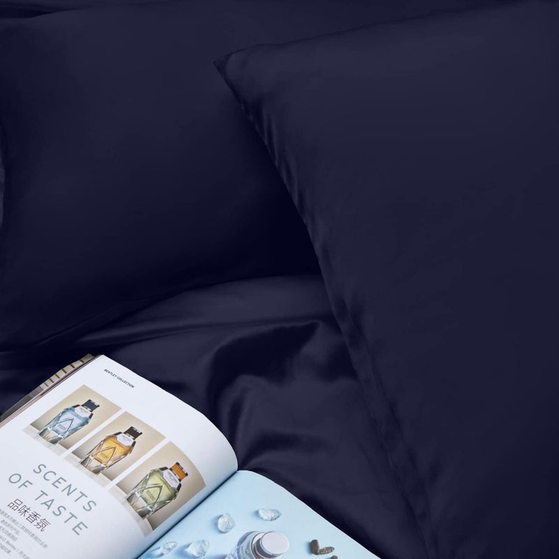 INSSL Silk Pillowcase for Women, Mulberry Silk Pillowcase for Hair and Skin and Stay Comfortable and Breathable During Sleep (Standard, Navy Blue) - Image 5
